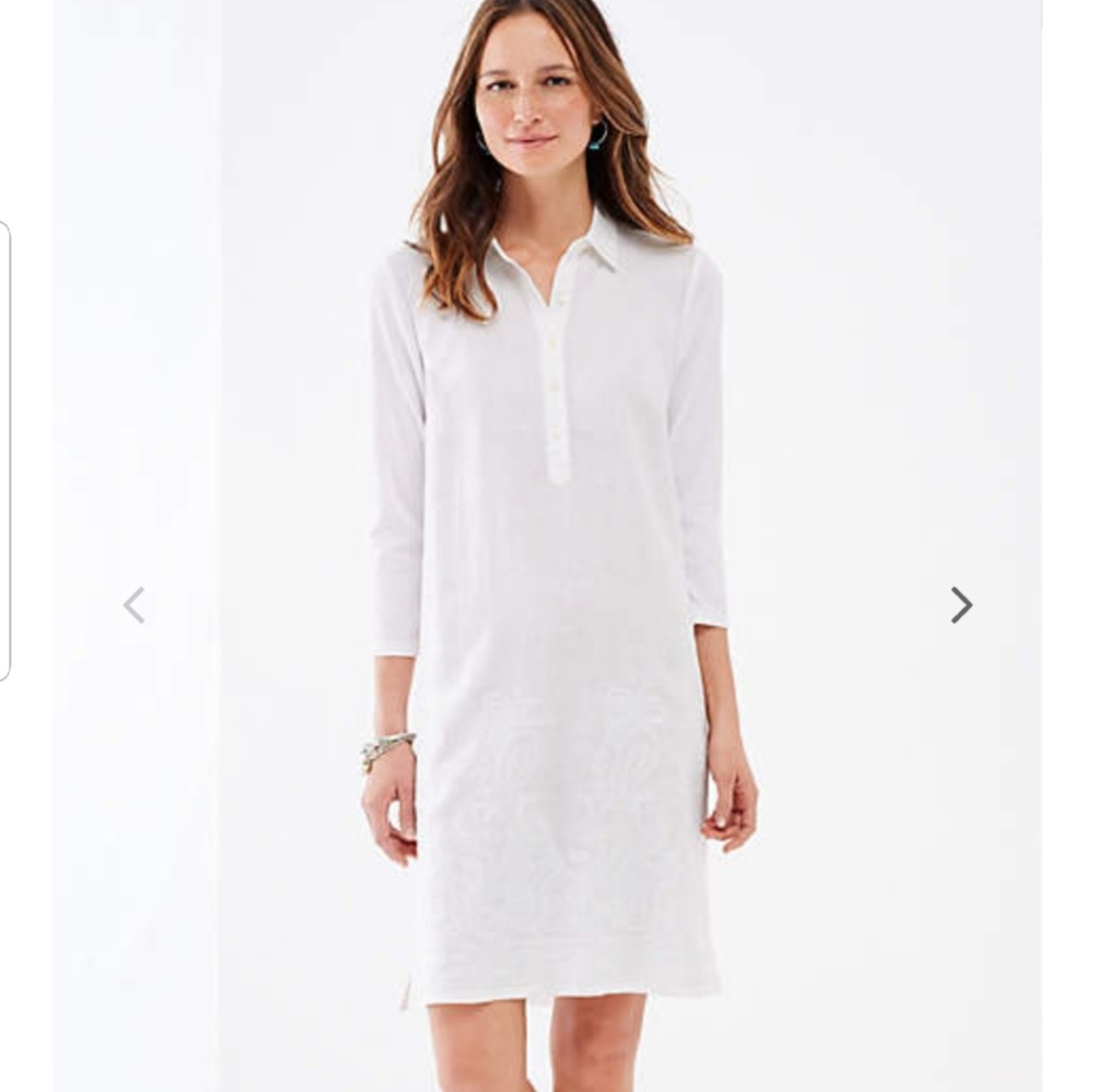 J. Jill white embroidered mixed media shirtdress